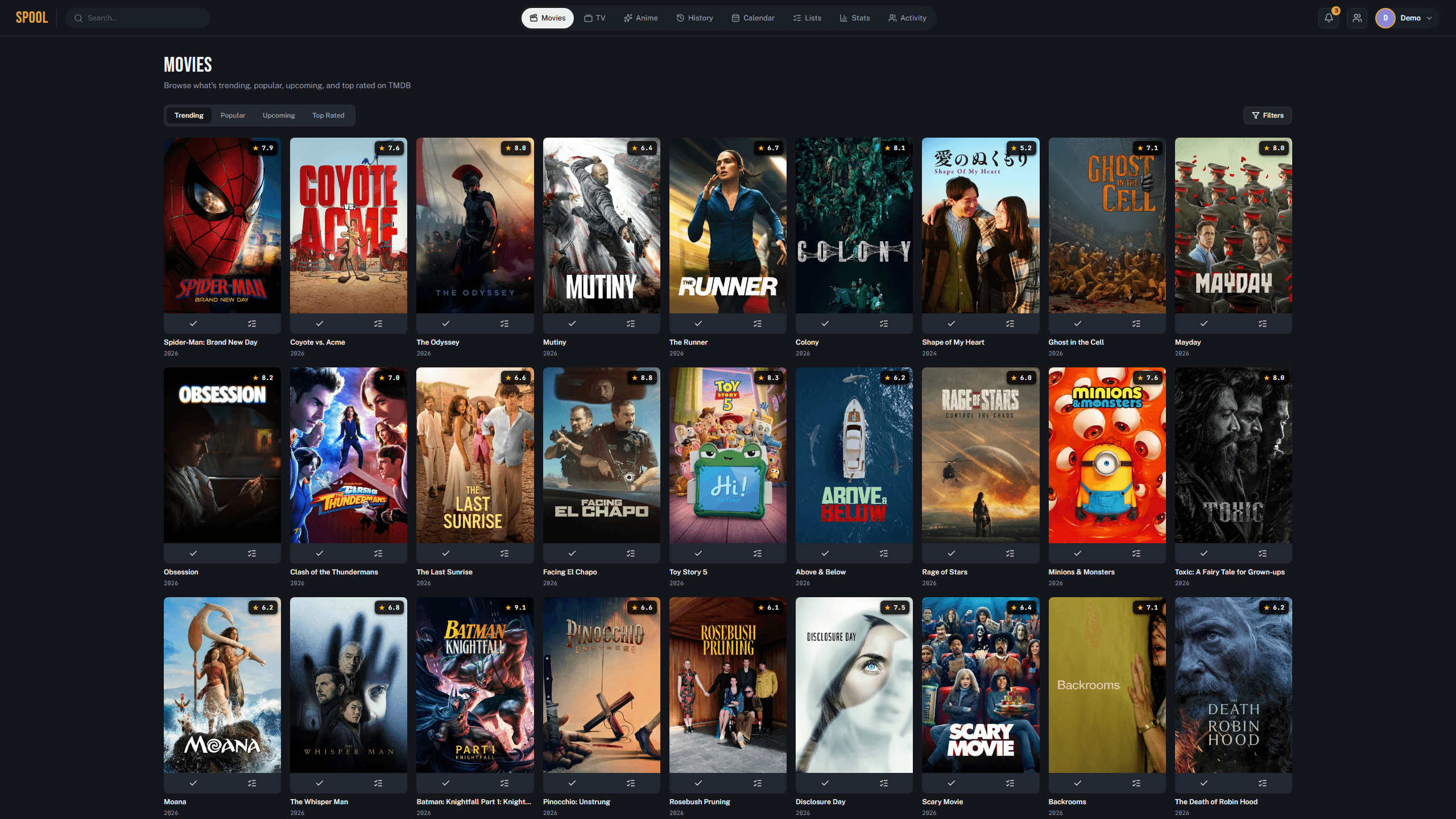 Movies & TV trending grid